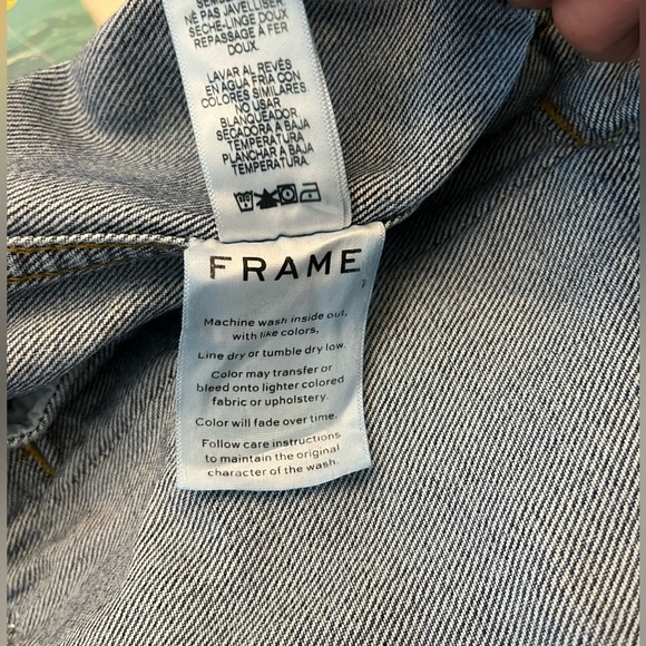 Frame Distressed Studded Oversized Denim Jacket. Size Medium - Picture 12 of 12
